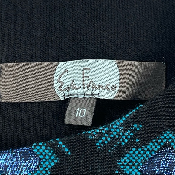 NWT EVA FRANCO Sleeveless A-Line Dress Black Blue Metallic Shimmer Lined Size 10 - Picture 7 of 10